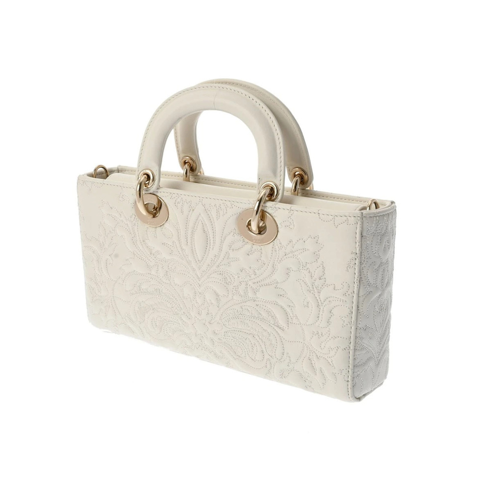 Dior Joy White Handbag Lady CHRISTIAN Bag Leather D White